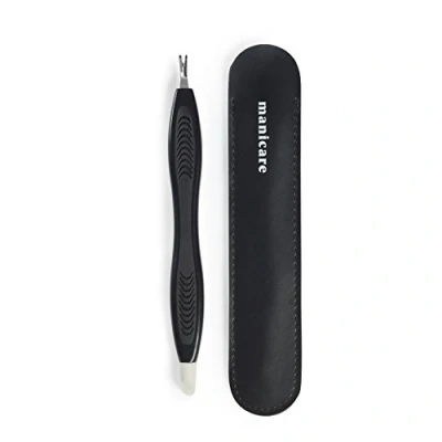 Image of Manicare Cuticle Trimmer, Dual Ended With Hoof Stick, Trims Overgrown Cuticles, Stainless Steel Tip, Professional Manicure And Pedicure Tool, Includes Storage Pouch