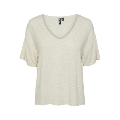 Image of PIECES Women&#039;s Pcbillo Oversized Tee Stripes Noos T Shirt, Bright White/Detail: Gold Lurex, S