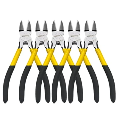 Image of Wire Cutters 5 Pack,6.5 inch Flush Cutters,BOOSDEN Spring Loaded Cutting Pliers,Precision Side Cutters,Ultra Sharp Diagonal Cutters,Small Dikes Snips Clippers for Crafting, Jewelry, Floral