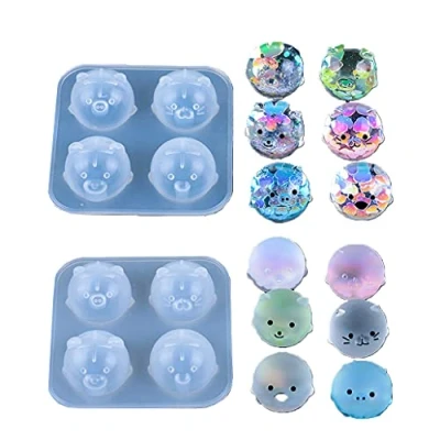 Image of iSuperb 2 Pack Animal Resin Molds DIY Epoxy Casting Silicone Mold for Making Jewelry Pendant Crafts (Frosted+Mirror)