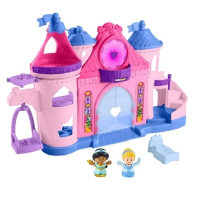 Image of Fisher Price Little People Toddler Playset Disney Princess Magical Lights &amp; Dancing Castle Musical Toy with 2 Figures for Ages 18+ Months, HND55