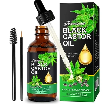 Image of PIUSEQEW Jamaican Black Castor Oil, Organic Oil 100% Pure Cold Pressed Essential Oils for Body Face &amp; Skin, Eyebrows Growth, Skin Moisturizer, 60ml