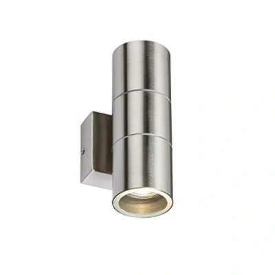 Image of KnightsBridge 230V IP54 GU10 Up and Down Wall Light, Brushed Chrome