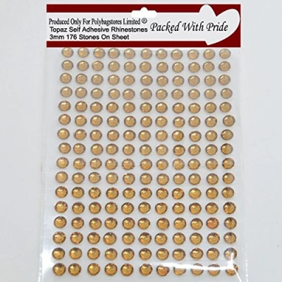 Image of POLYBAGSTORES 10 Packs Topaz 4mm Self Adhesive Diamante Stick On Gems