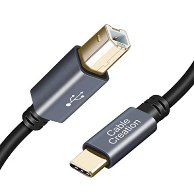 Image of CableCreation USB B to C Printer Cable 3M, Durable for Mac MacBook Pro MIDI Yamaha Casio Digital Piano Controller DJ Black