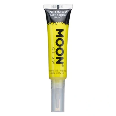 Image of Neon UV Face &amp; Body Paint with Brush Applicator by Moon Glow 15ml Intense Yellow