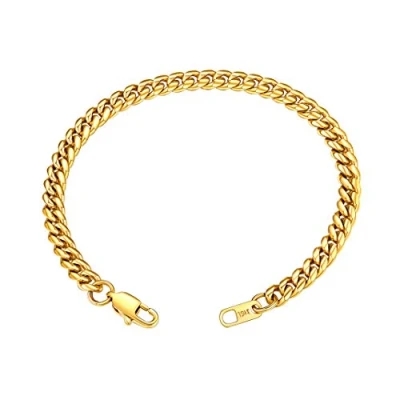 Image of GOLDCHIC JEWELRY Gold Chain Bracelet For Men, 6mm Miami Curb Bracelets 19CM