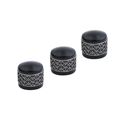 Image of Guyker 3Pcs Ebony Potentiometer Control Knobs Dia. 6mm (0.24&quot;) Shaft Pots Window Decorations Around Dome Speed Tone Volume Knob Guitar Bass Antique Silver