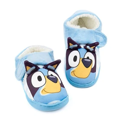 Image of Bluey Slippers Kids Toddlers Girls Boys Animated Blue Heeler Puppy 3D Ears House Shoes Supportive Strap with Synthetic Sole Childrens TV Show 10 Child