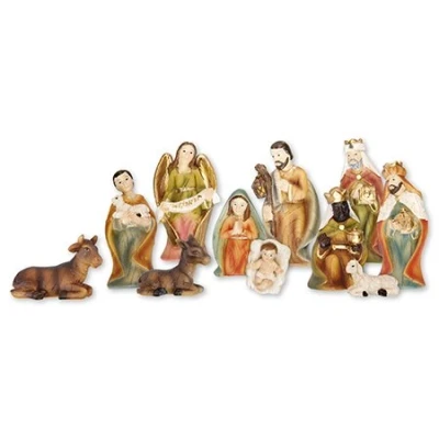 Image of Loving Jesus Christmas NATIVITY SET/HOLY FAMILY Gloria Angel 11 Figures 2 3/4&quot; Resin