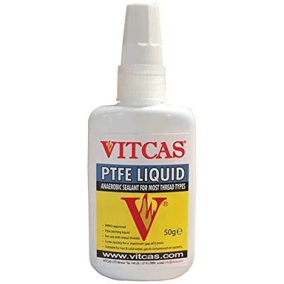 Image of VITCAS 50g PTFE Liquid Anaerobic Pipe Thread Sealant, Industrial Adhesive Joining use with Metal Threads, Suitable for Hot and Cold Water, Gas Compressed Air Systems