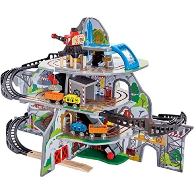 Image of Hape Mighty Mountain Mine Multi Coloured 32 Piece Wooden Pretend Play Railway Set Train Toy for Kids