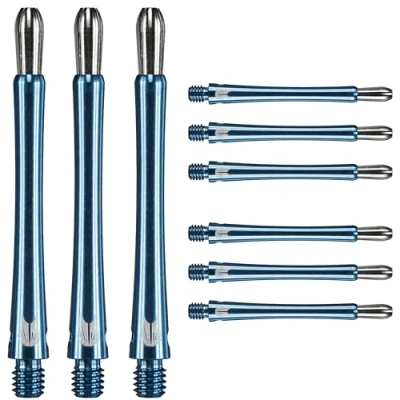Image of TARGET Darts Grip Style Aluminium Shaft Pack of 9 Blue, Medium (48.8mm) Professional Accessories, 2BA Multipack with Rings, Dart Multipack, Stems