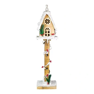 Image of The Christmas Workshop 82740 Snow Topped Wooden Treehouse Indoor Decorations 5 Warm White LED’s Battery Powered 70cm x 15cm 11cm, Wood, Tree House