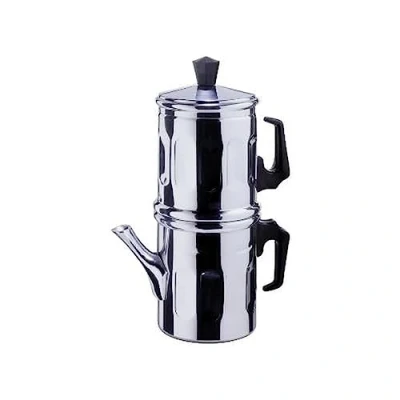 Image of Traditional Neapolitan aluminium coffee maker 3 4 cups, Silver