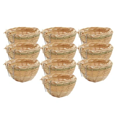 Image of perfk 10 Pcs Canary Nest Breeding Cage With Hanging Hook Pet Bird Rest Cave Handmade