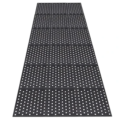 Image of Nisorpa Large Outdoor Entrance Rubber Mats, 90cm x 210cm Drainage Mat Anti Fatigue Non Slip Doormat with Hole Heavy duty Commercial Kitchen Floor