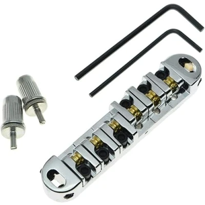 Image of Chrome LP Electric Guitar Tune o matic Roller Saddle Bridge for Les Paul SG