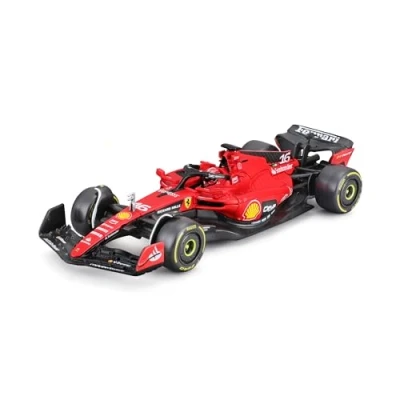 Image of Bburago B18 36835L Formula 1 F1 Ferrari SF 23 with Helmet Leclerc (2023) 1:43 Scale Die Cast Replica Collectible Race Car Vehicle, Black