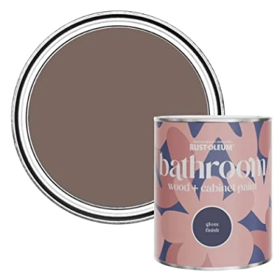 Image of Rust Oleum Brown Moisture Resistant Bathroom Wood and Cabinet Paint in Gloss Finish Rivers Edge 750ml