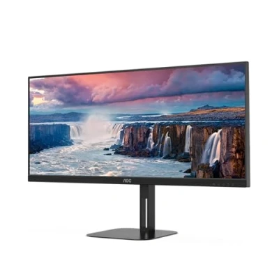 Image of AOC U34V5C 34 Inch QHD MOnitor, 100Hz, VA, 4ms, USB C Docking, 65W power output, HUB, Height Adjust, Speakers, Flicker Free (3440 x 1440 @100Hz, 300 cd/m² , HDMI 2.0 / 3.2 DP alt mode)
