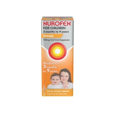 Image of Nurofen For Children, 3Mths 9Yr, Kids Ibuprofen Orange 100ml, Baby Teething, Children Pain Relief, Cold and Flu Medicine, Fast Acting, Up To 8 Hours, Ibuprofen, Fever