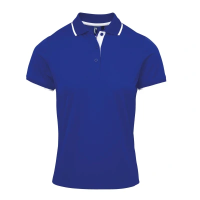 Image of Premier Womens/Ladies Contrast Coolchecker Polo Shirt (Royal/White) Blue Size X Small