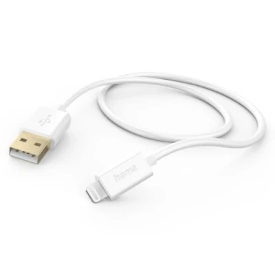 Image of Hama Charging Cable USB A to Lightning (iPhone Cable, iPhone 14 13 12 11 Pro Max Plus Mini SE XS XR X 8 7, iPad Air Mini, iPod, MFI Certified, Gold Plated, 1.5 m)