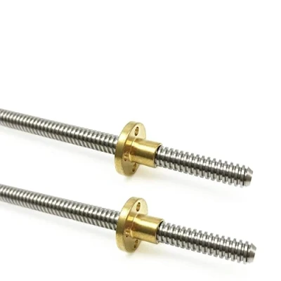 Image of Pack of 2 200 mm Tr8 x Threaded Spindle with T8 Brass Nut (Acme Thread, Pitch, 1 Start, Pitch) for LCD DLP SLA 3D Printer Z Axis and CNC Machine
