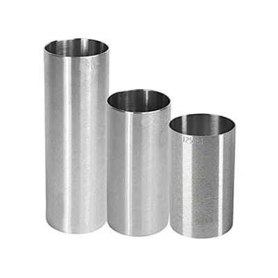 Image of Bartopia Thimble Wine Measures Bundle Set, Stainless Steel, Silver, 20 x 12 cm