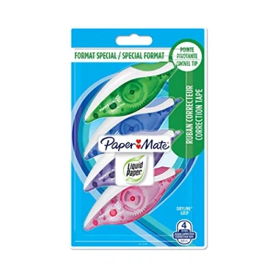 Image of Paper Mate Liquid DryLine Grip Correction Tape Assorted Colours 4 Count