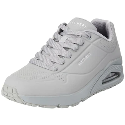 Image of Skechers Men&#039;s Uno Stand on Air Trainers, Light Grey Durabuck Mesh, 8.5 UK