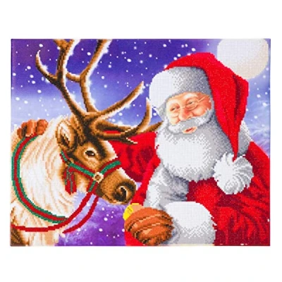 Image of Craft Buddy 40cm x 50cm Framed Canvas Crystal Art Gem Kit (Santa&#039;s Best Friend Partial Crystal)