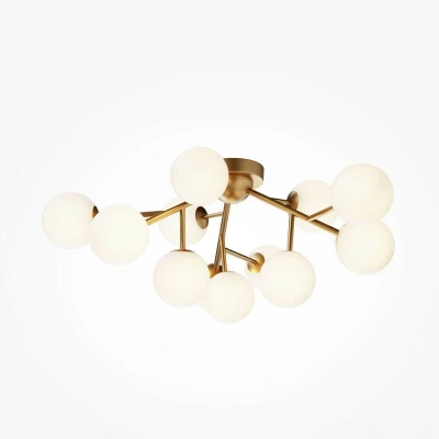Image of Maytoni Dallas Modern 12 Light Globe Ceiling Gold, Cognac Shade, G9