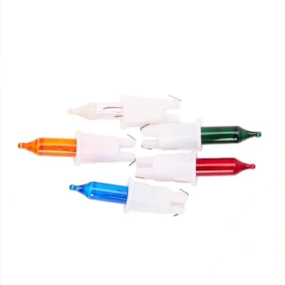 Image of Christmas Concepts® Pack of 4 Multi Colour Push in Spare Bulbs &amp; 1 Fuse Bulb 7v 0.21w Replacement Bulbs, SB243 CC