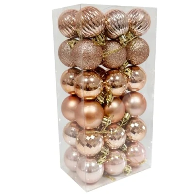 Image of 36PCS 6CM Christmas Baubles Balls Tree Decorations Big Shatterproof Hanging Ornaments for Home Xmas Party, Rose Gold