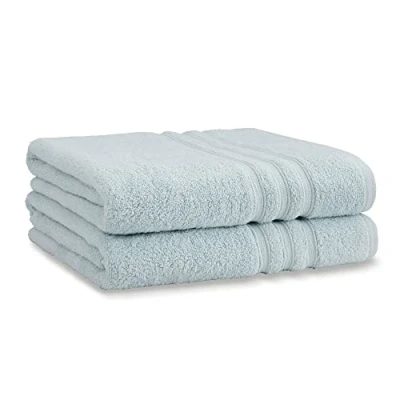 Image of Catherine Lansfield Zero Twist Soft &amp; Absorbent Cotton Bath Sheet Pair Duck Egg Blue