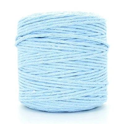 Image of Premium Sky Blue Macrame Cord, 200 m / 656 ft of 3 mm Thick Natural Cotton Thread Yarn Rope for Wall Hangings, Plant Hangers, DIY Crafts, Home Decorations, Gift Wrapping (Reel)