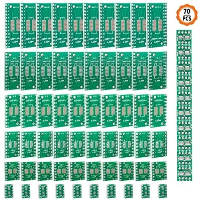 Image of Jubaopen 70PCS PCB Circuit Board Prototype Breadboard Universal Double Sided for DIY Soldering(7Sizes, Green)