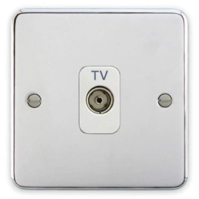 Image of Deta 1940CHW Coaxial TV Aerial Socket 1 Gang Isolated Polished Chrome