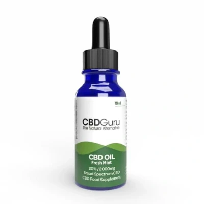 Image of CBD Guru Oil Drops 2000mg 10ml Fresh Mint Flavour Broad Spectrum 20% for Sleep &amp; Anxiety Support