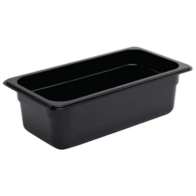 Image of Vogue 1/3 Gastronorm Container 100mm 3.8 Litre Black Catering Food Storage Pan