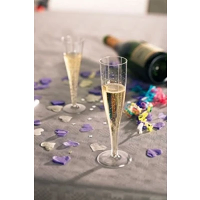 Image of 24 x Champagne Flutes 135ml Plastic Glasses Party Reusable &amp; Disposable Ideal for weddings, parties, New Year&#039;s Eve celebrations.
