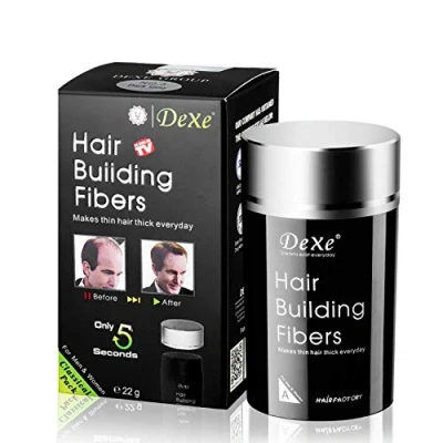 Image of Hair Building Fibers Thickening Fiber for Women and Men Gentle Plant Formula Hypoallergenic Natural Look Loss Concealer Powder Thicker Fuller .77oz (Black)