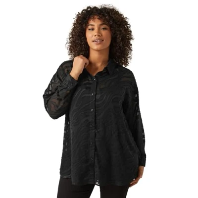 Image of EVANS Curve Burnout Shirt Women&#039;s Plus Size Black