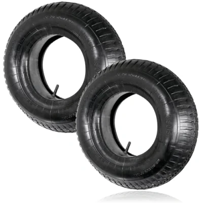 Image of SPARES2GO Wheelbarrow Wheel Tyre and Inner Tube (4.00 8 4.80 8, 35PSi) 16 inch x 2