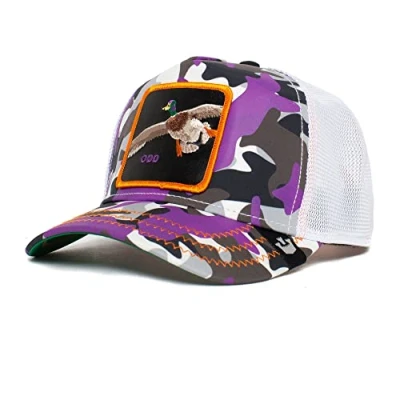 Image of Goorin Bros. The Farm Kablamo Camo Collection Unisex Adjustable Trucker Cap, Purple (Lil Strange Duck), One Size
