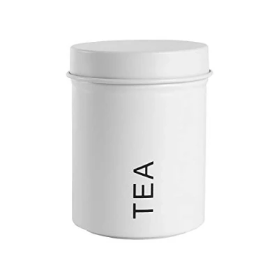 Image of Matt White Metal Tea Canister By Harbour Housewares