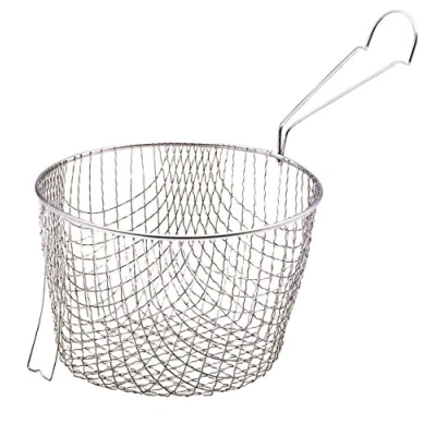 Image of KitchenCraft Deep Fryer Basket, Extra Deep, Stainless Steel, Designed for Safety and to fit 20 cm (8&#039;&#039;) Pans, Silver