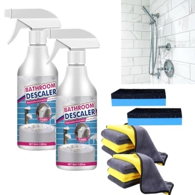 Image of Stubborn Stains Cleaner, Bathroom Descaler Spray, Allfound Descaler, Foam, Multipurpose Foam Cleaner 60ml for Bathtub Toilet Shower Sink (2 pcs)